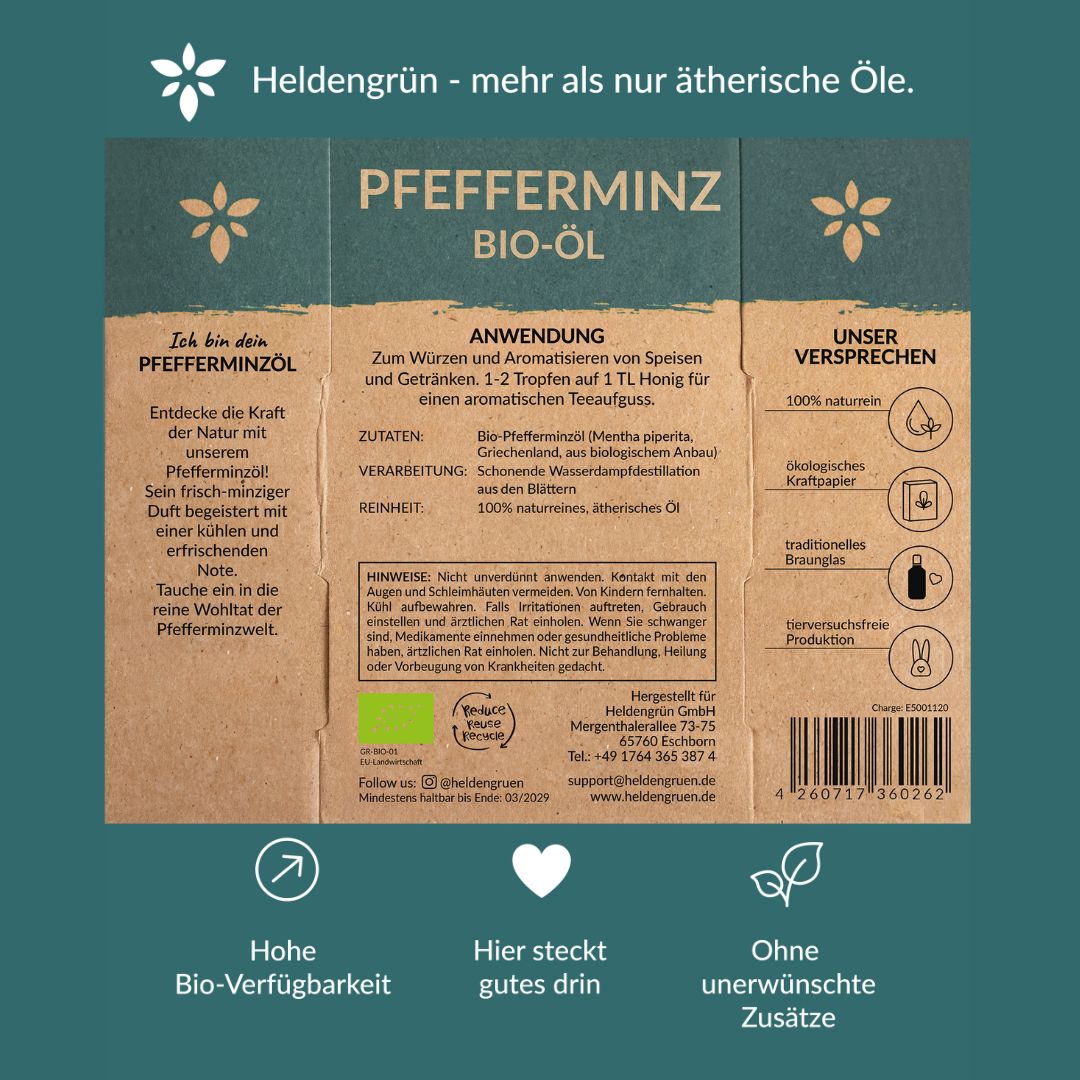 Bio-Pfefferminzöl Duftöle Heldengrün