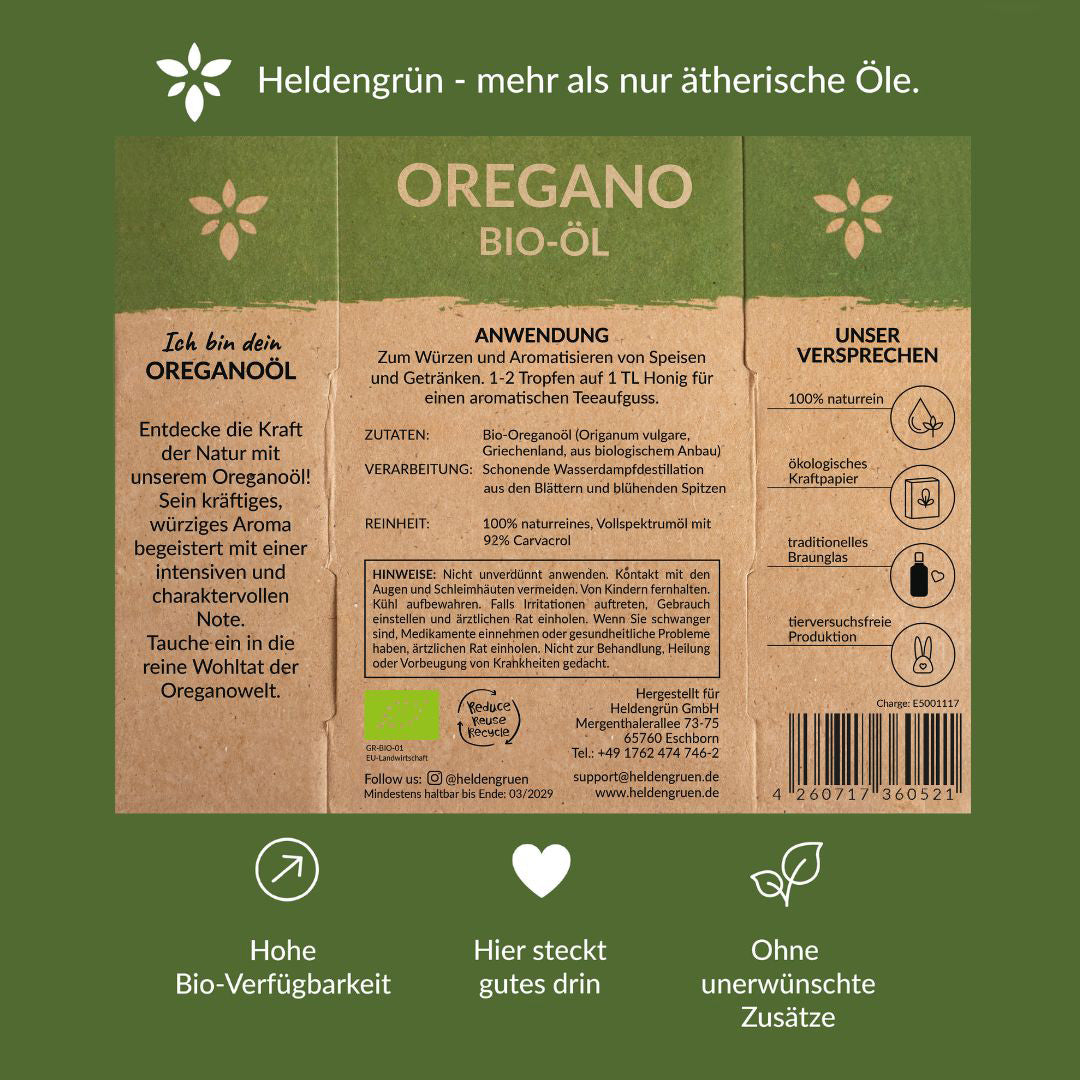 Bio-Oreganoöl Duftöle Heldengrün