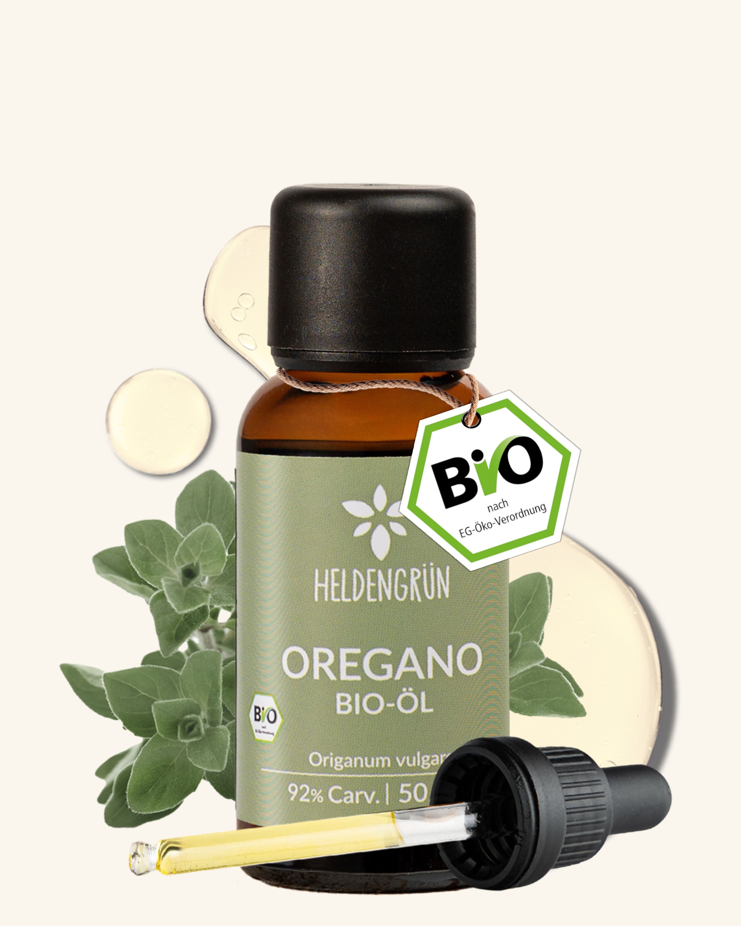 Bio-Oreganoöl (>92% Carvacrol) Heldengrün