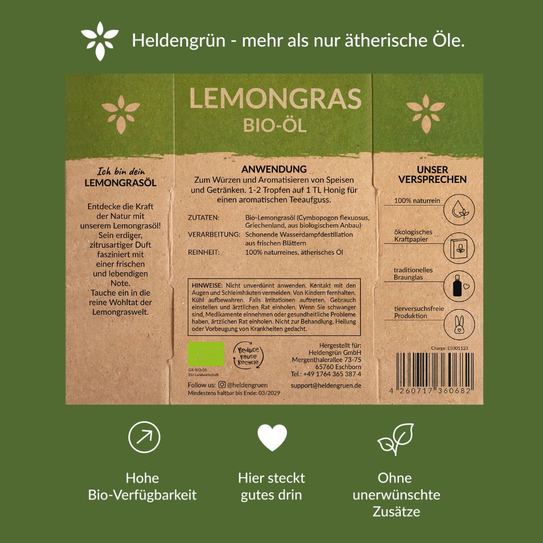 Bio-Lemongrasöl Duftöle Heldengrün