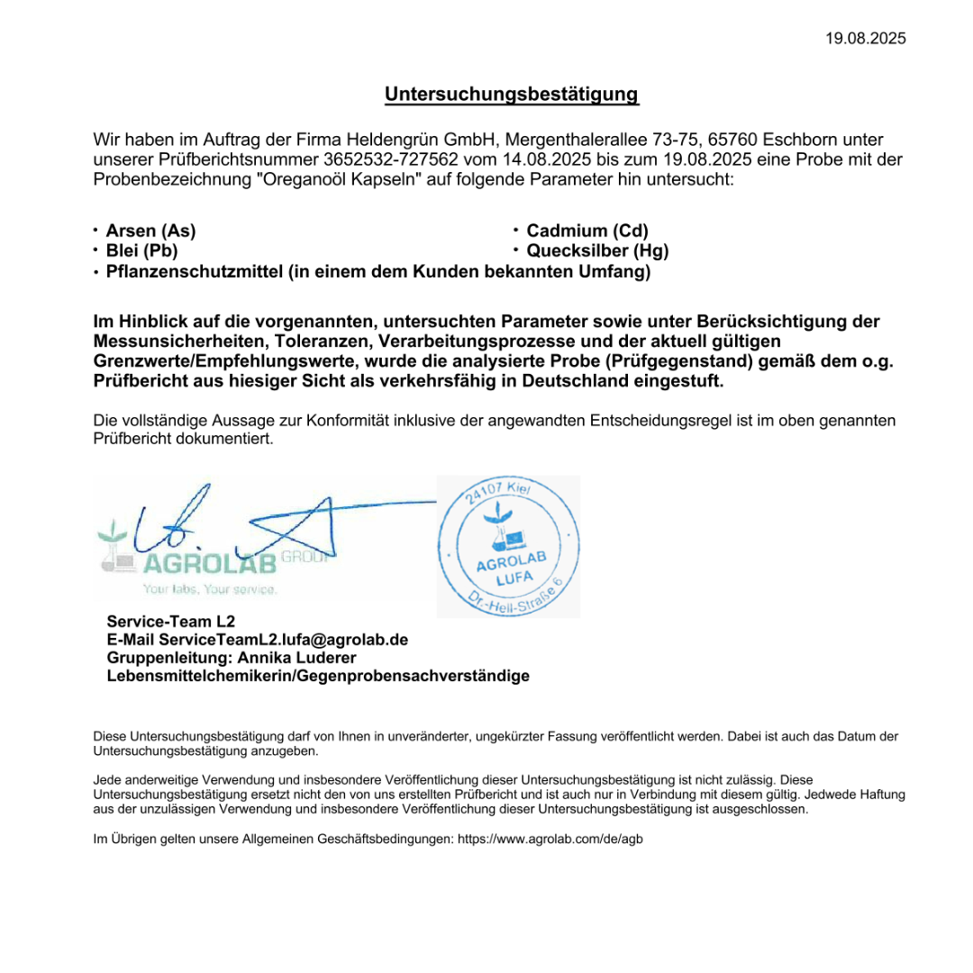 Oregano Kapseln Heldengrün