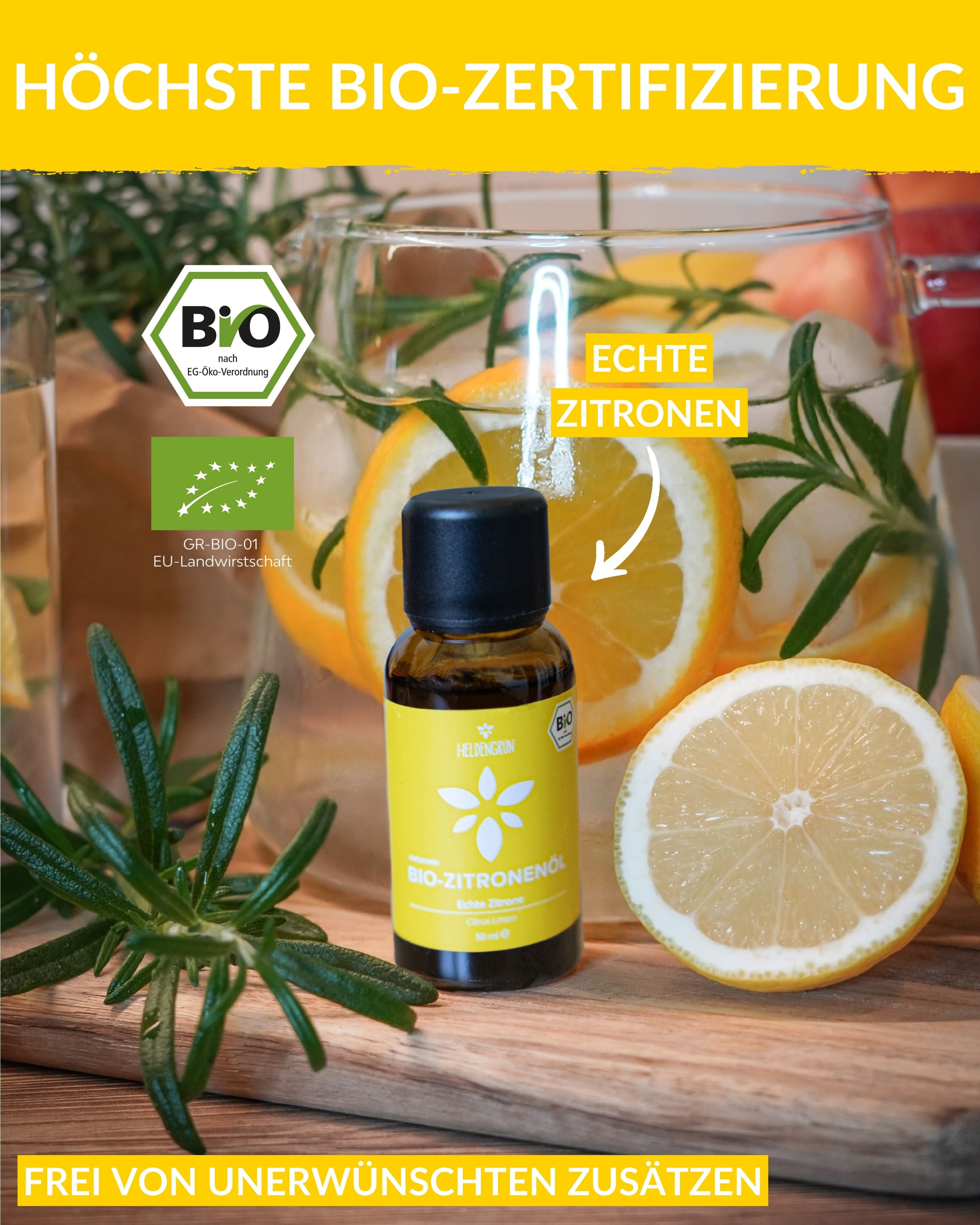 Heldengrün Bio Zitronenöl - Naturrein & Ätherisch! Duftöle Heldengrün