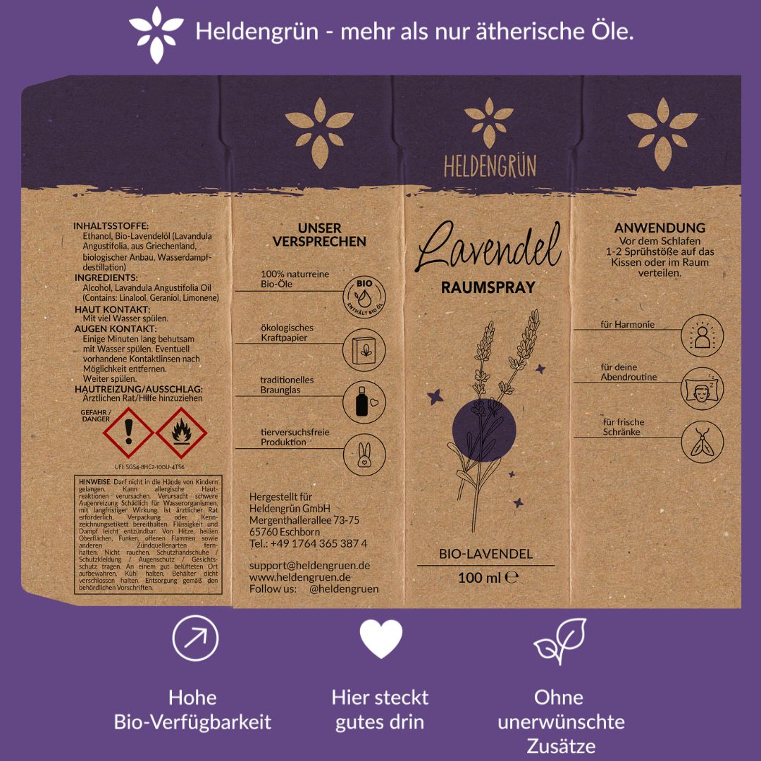 Raumspray Lavendel Duftöle Heldengrün