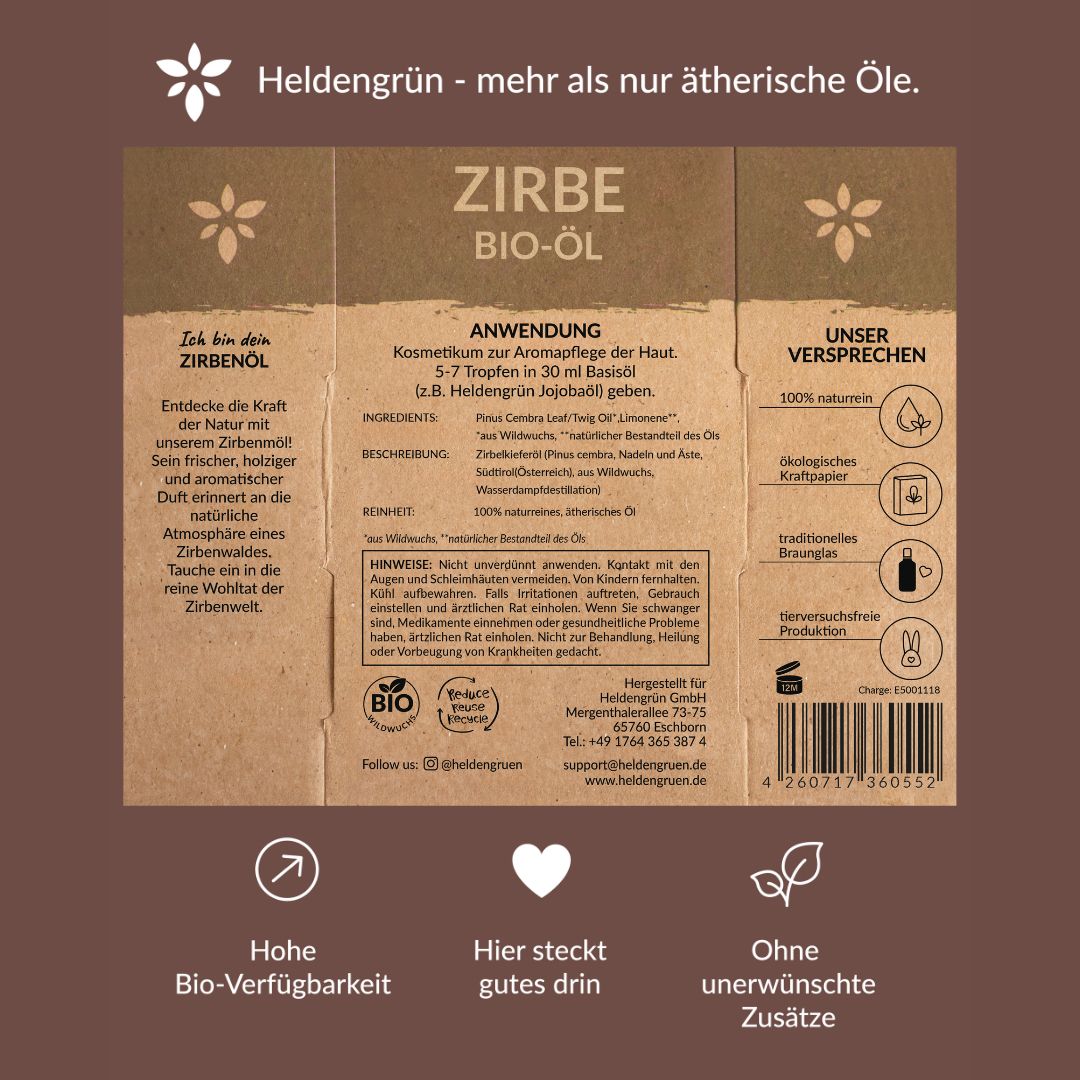 Bio-Zirbenöl Duftöle Heldengrün