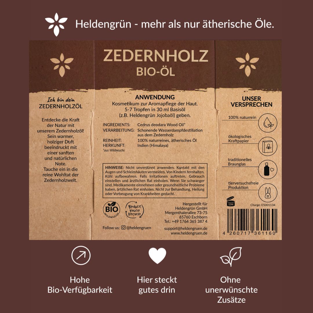 Bio-Zedernholzöl Heldengrün