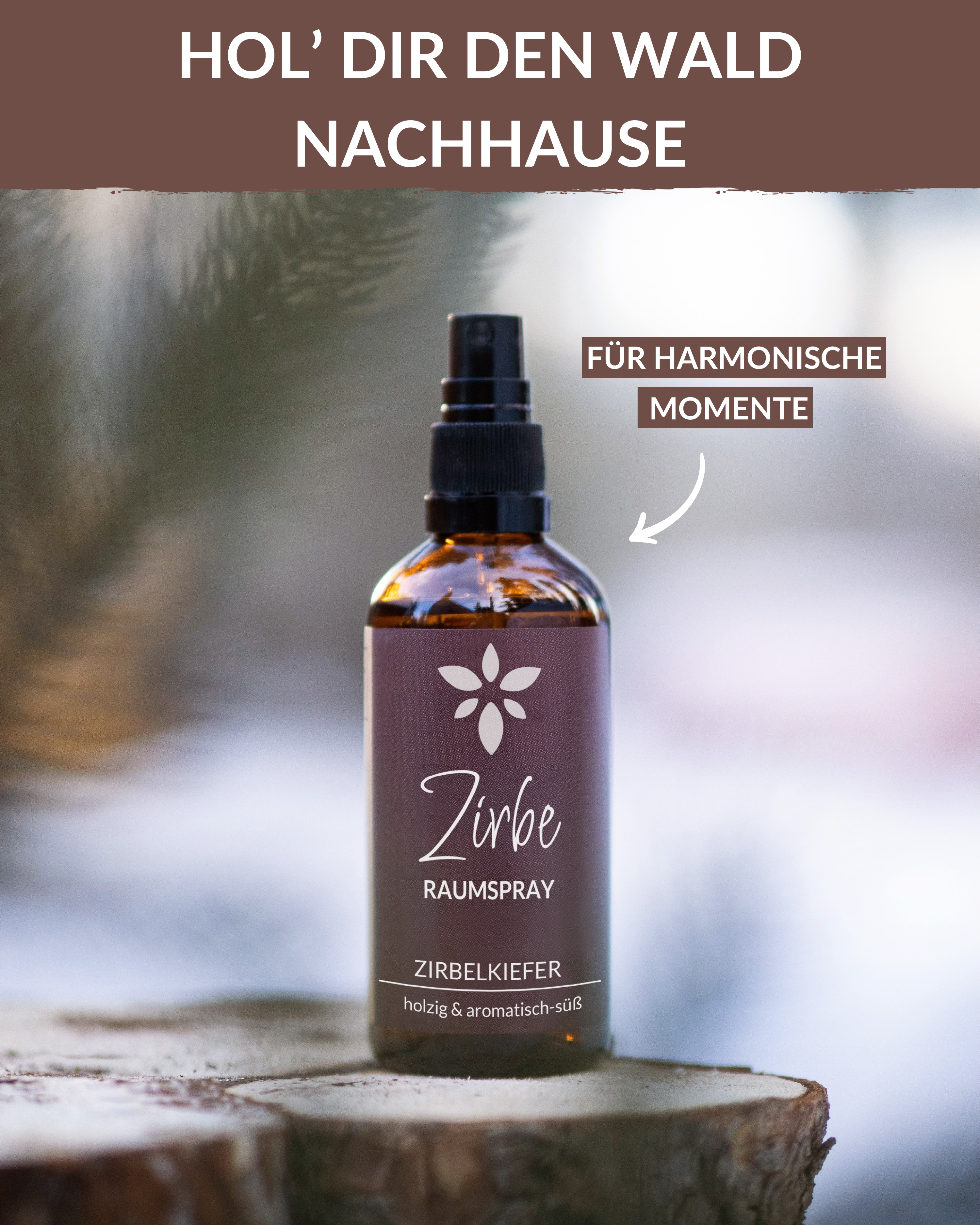 Raumspray Zirbe Duftöle Heldengrün