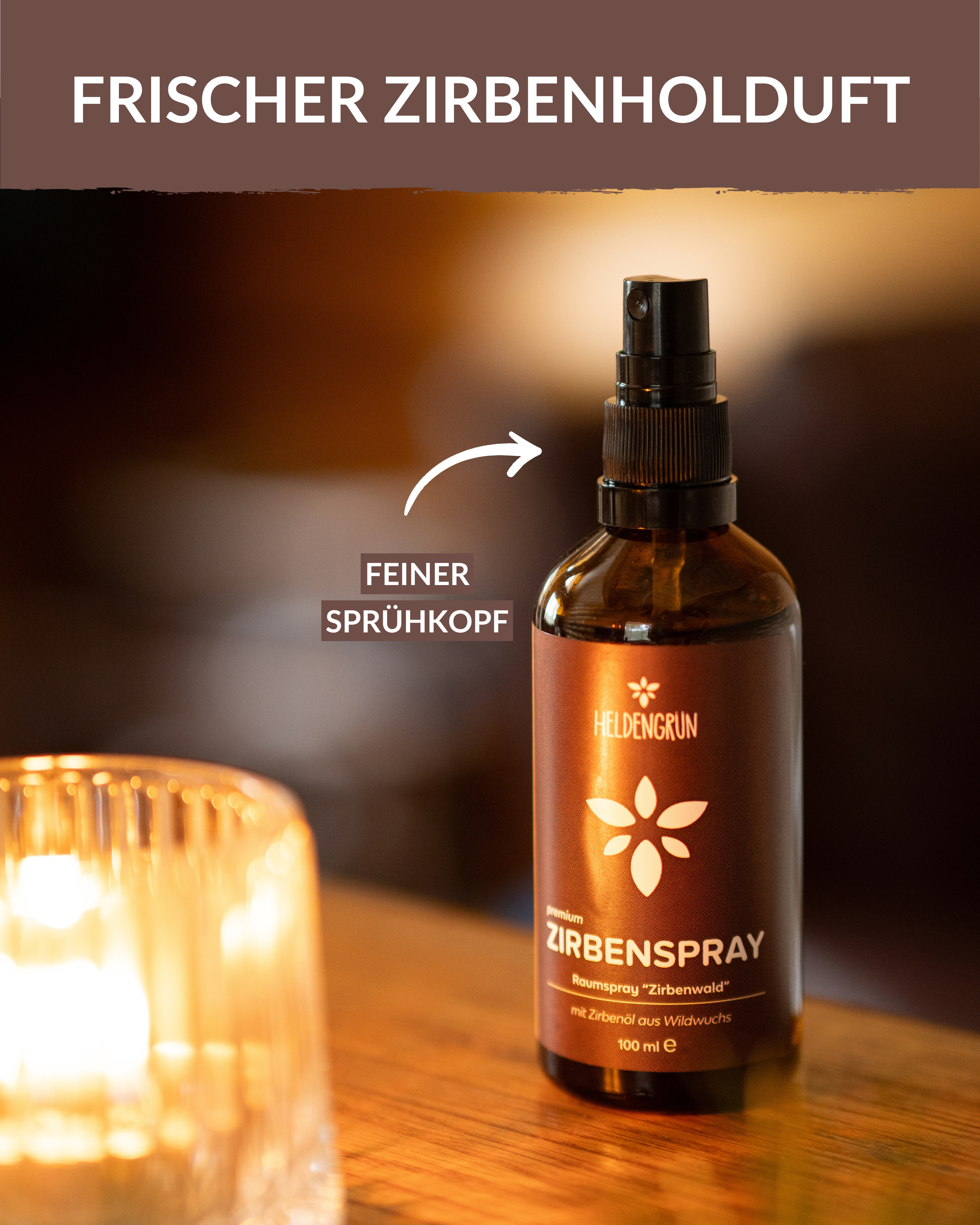 Raumspray Zirbe Duftöle Heldengrün