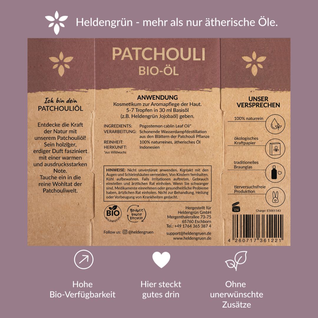 Bio-Patchouli Öl Heldengrün