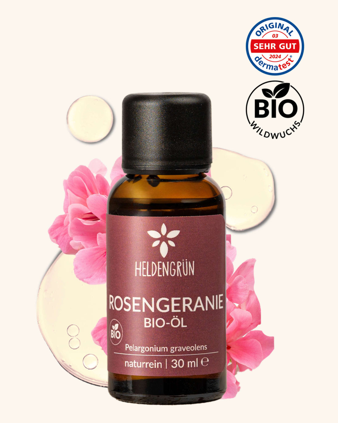 Bio-Rosengeranienöl Heldengrün
