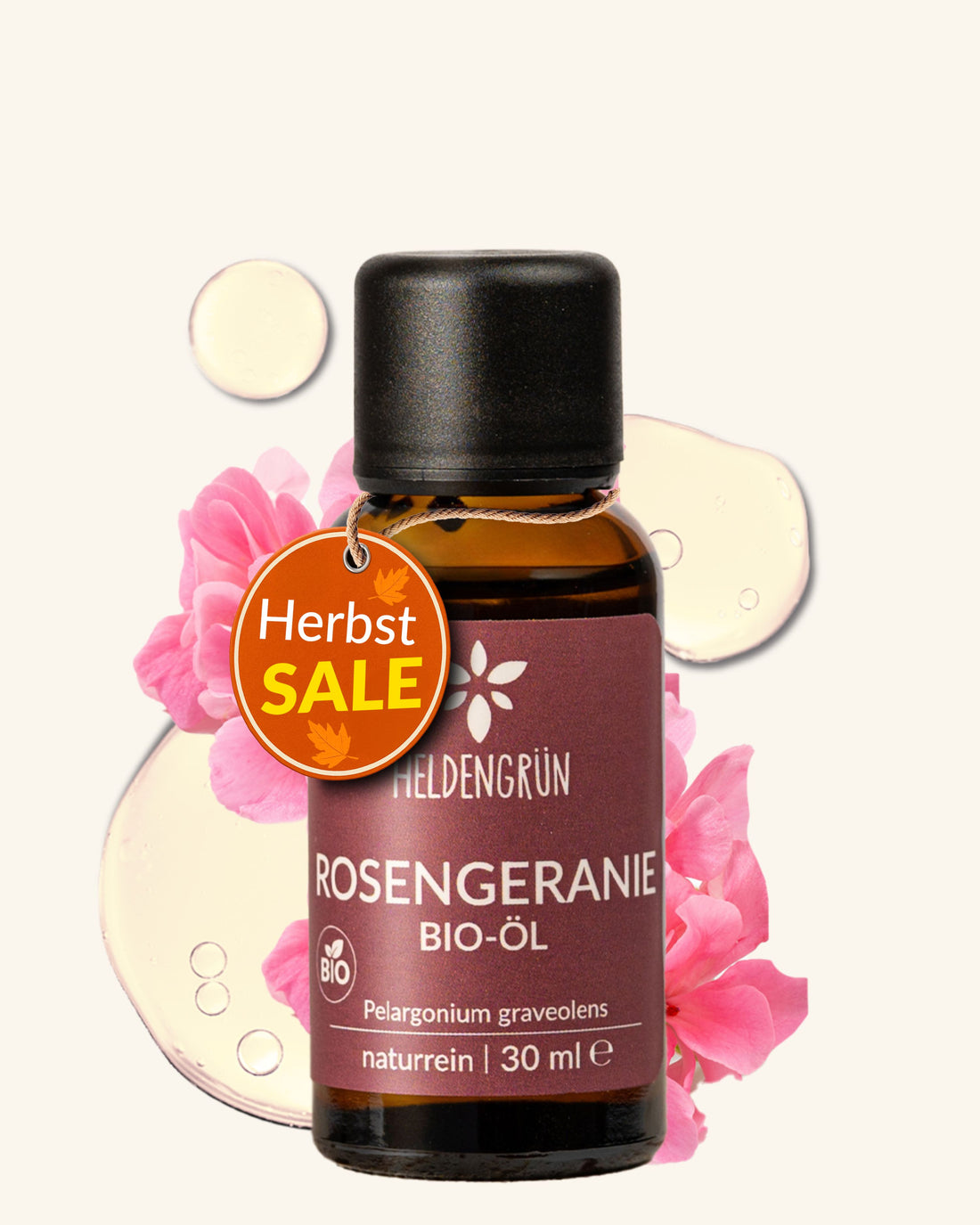 Bio-Rosengeranienöl Heldengrün