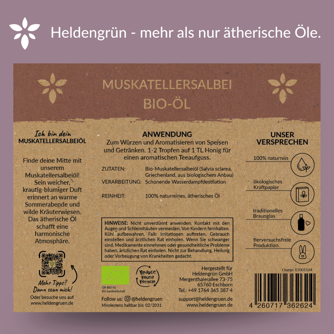 Bio Muskatellersalbei Ätherisches Öl Heldengrün
