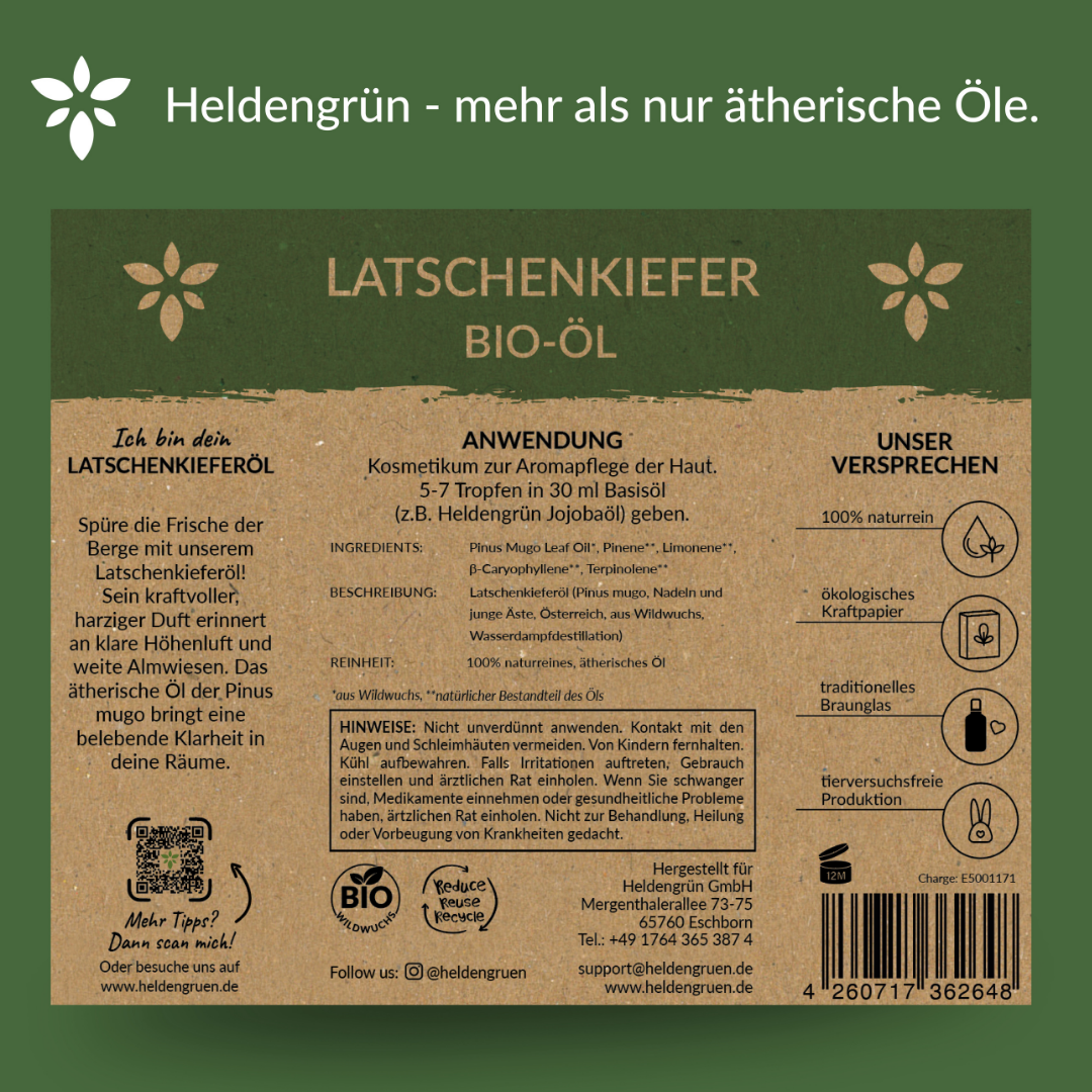 Bio Latschenkieferöl Ätherisches Öl Heldengrün