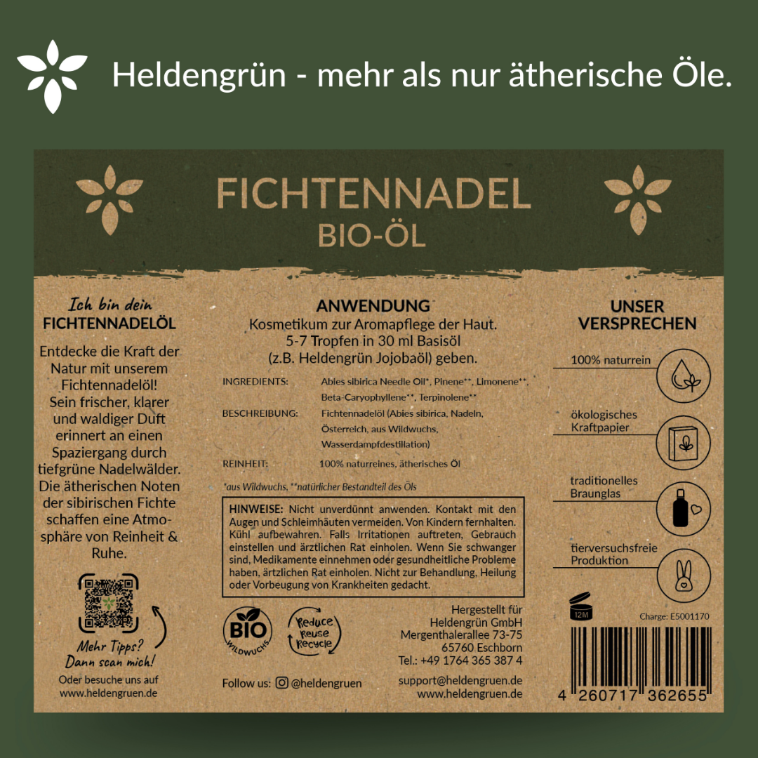 Bio Fichtennadelöl Ätherisches Öl Heldengrün