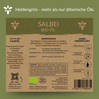 Bio Salbeiöl Ätherisches Öl Heldengrün