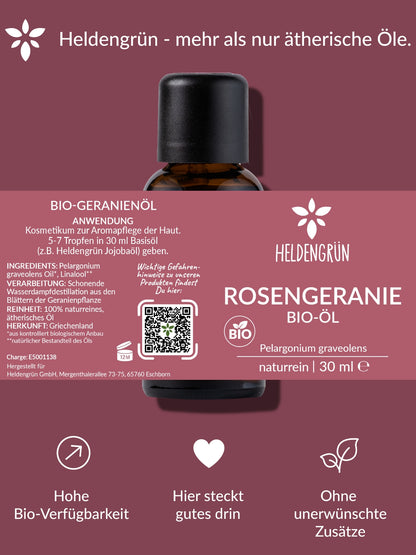 Bio-Rosengeranienöl Heldengrün