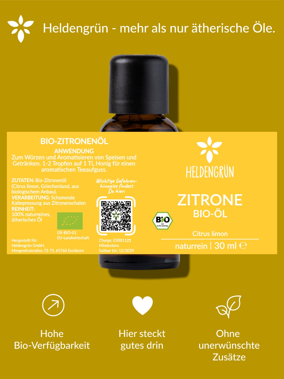 Bio-Zitronenöl Duftöle Heldengrün