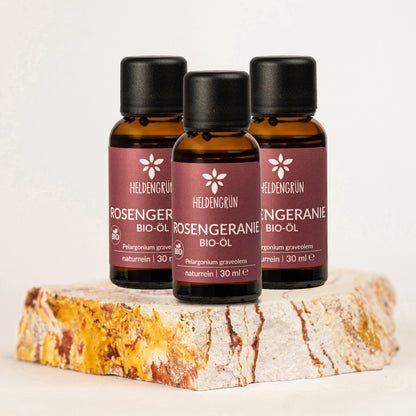 Bio-Rosengeranienöl Heldengrün